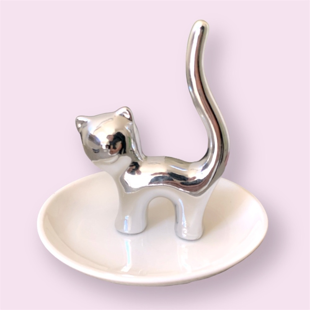 Chrome Kitty Ring Jewelry Tray Holder